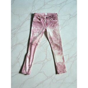 FLYING MONKEY Red White Swirl Dyed Denim Skinny Jeans Size 29